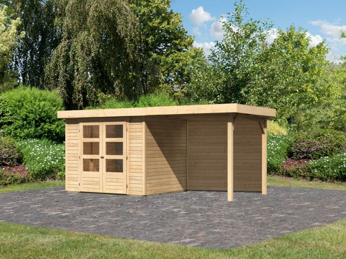 Karibu Gartenhaus Askola 3 mit Anbaudach 2,4 m, Rückwand