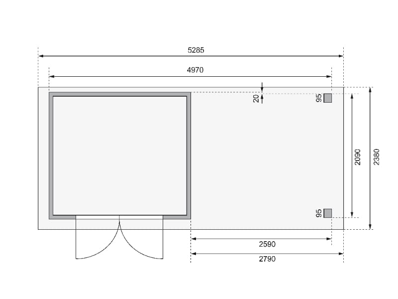 Karibu Gartenhaus Askola 3 mit Anbaudach 2,75 Meter