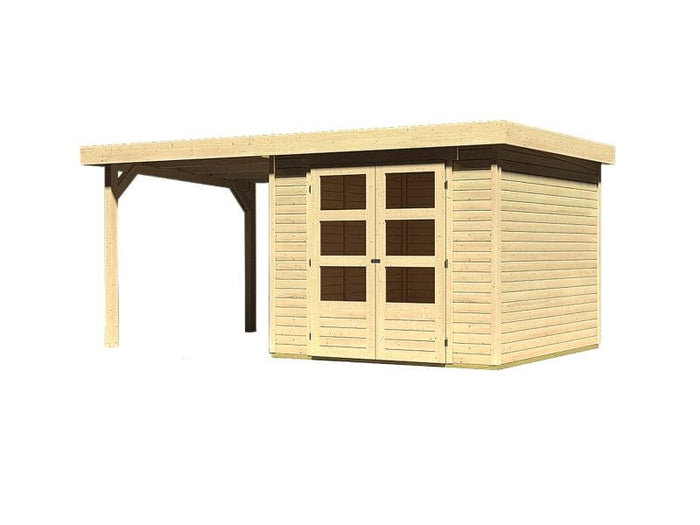 Karibu Gartenhaus Askola 3,5 mit Anbaudach 2,25 Meter