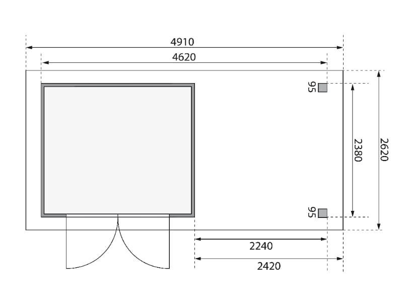 Karibu Gartenhaus Askola 3,5 mit Anbaudach 2,4 m mit Lamellenwänden
