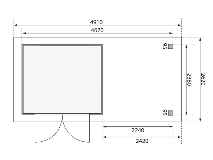 Karibu Gartenhaus Askola 3,5 mit Anbaudach 2,4 m mit Lamellenwänden