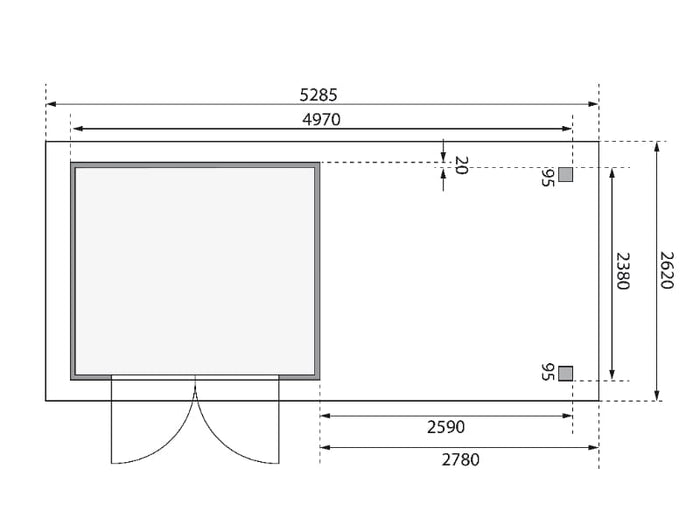 Karibu Gartenhaus Askola 3,5 mit Anbaudach 2,8 m mit Lamellenwänden