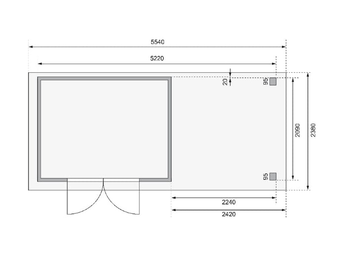 Karibu Gartenhaus Askola 4 mit Anbaudach 2,25 Meter