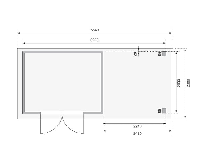 Karibu Gartenhaus Askola 4 mit Anbaudach 2,25 Meter, Seiten- und Rückwand