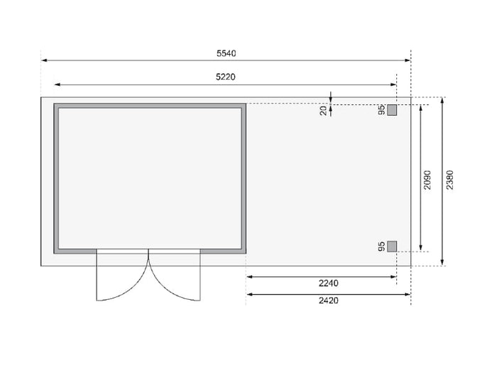 Karibu Gartenhaus Askola 4 mit Anbaudach 2,4 m, Lamellenwände