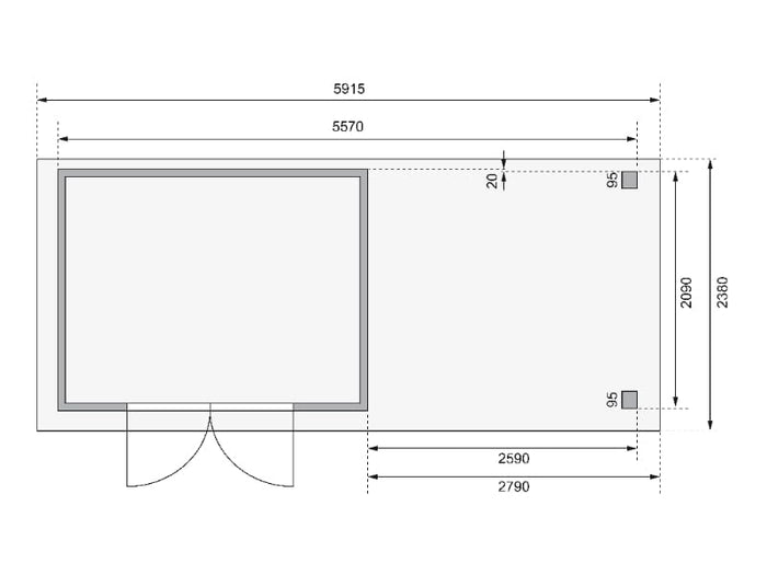 Karibu Gartenhaus Askola 4 mit Anbaudach 2,75 Meter
