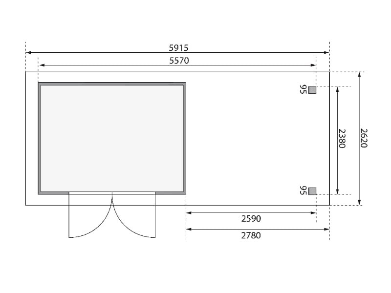 Karibu Gartenhaus Askola 5 mit Anbaudach 2,75 Meter