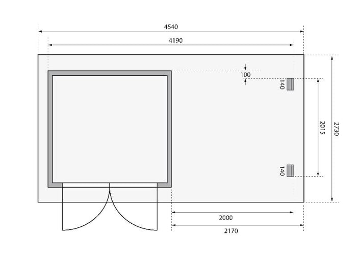 Karibu Gartenhaus Bastrup 2 mit Anbaudach 2 Meter