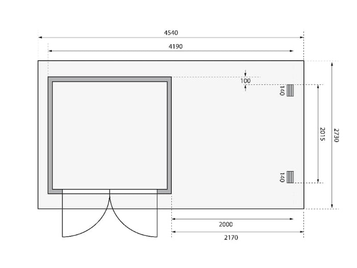 Karibu Gartenhaus Bastrup 2 mit Anbaudach 2 Meter inkl. Rückwand