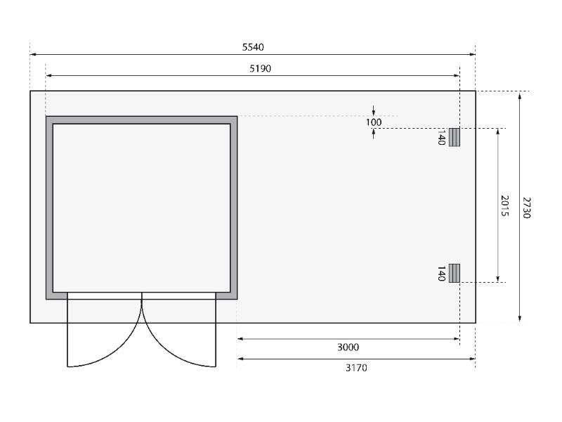 Karibu Gartenhaus Bastrup 2 mit Anbaudach 3 Meter natur