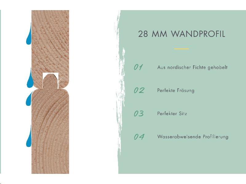 Karibu Gartenhaus Bastrup 2 mit Anbaudach 3 Meter natur