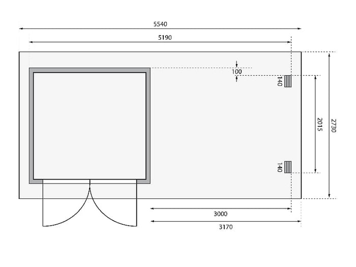 Karibu Gartenhaus Bastrup 2 mit Anbaudach 3 Meter inkl. Rückwand natur