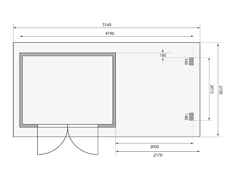 Karibu Gartenhaus Bastrup 3 mit Schleppdach 2 Meter Rück- und Seitenwand