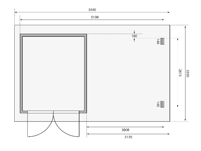 Karibu Gartenhaus Bastrup 4 Anbaudach 3 Meter inklusive Rück- und Seitenwand