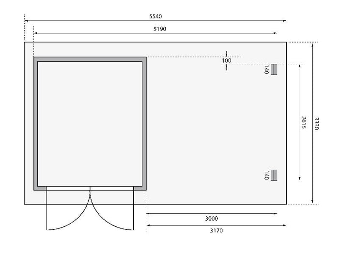 Karibu Gartenhaus Bastrup 4 Anbaudach 3 Meter inklusive Rück- und Seitenwand