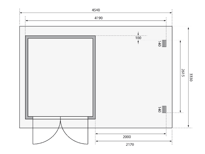 Karibu Gartenhaus Bastrup 4 mit Anbaudach 2 Meter inkl. Rückwand