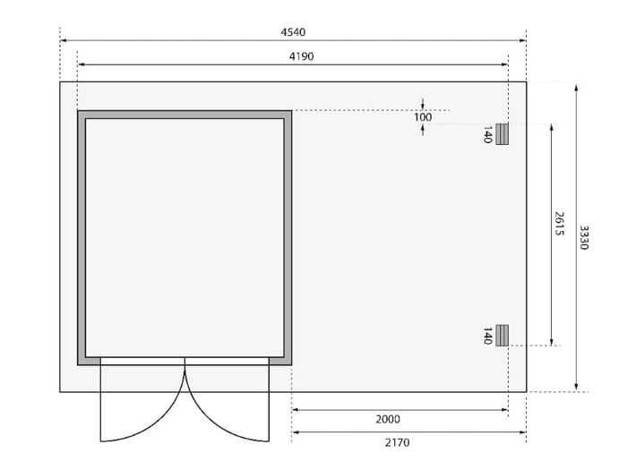 Karibu Gartenhaus Bastrup 4 mit Anbaudach 2 Meter, Rück- und Seitenwand