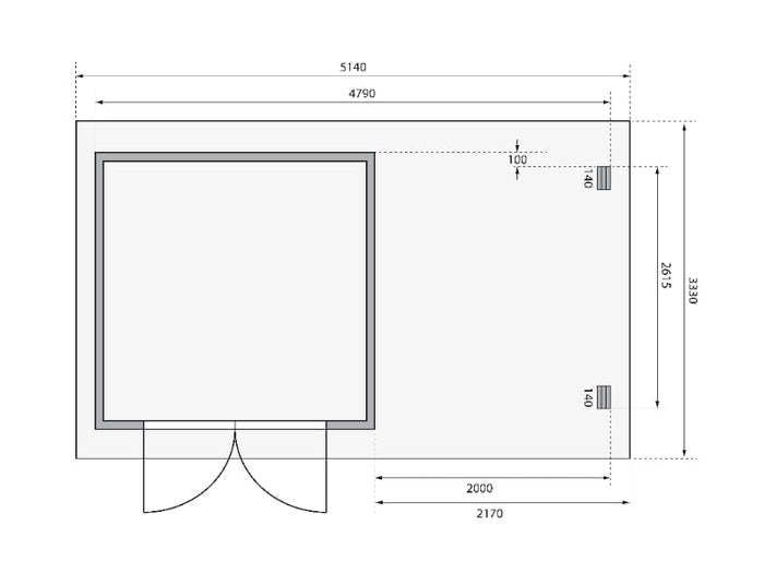 Karibu Gartenhaus Bastrup 5 mit Anbaudach 2 Meter inkl. Rückwand