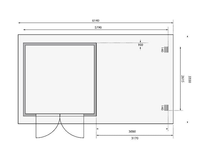 Karibu Gartenhaus Bastrup 5 mit Anbaudach 3 Meter