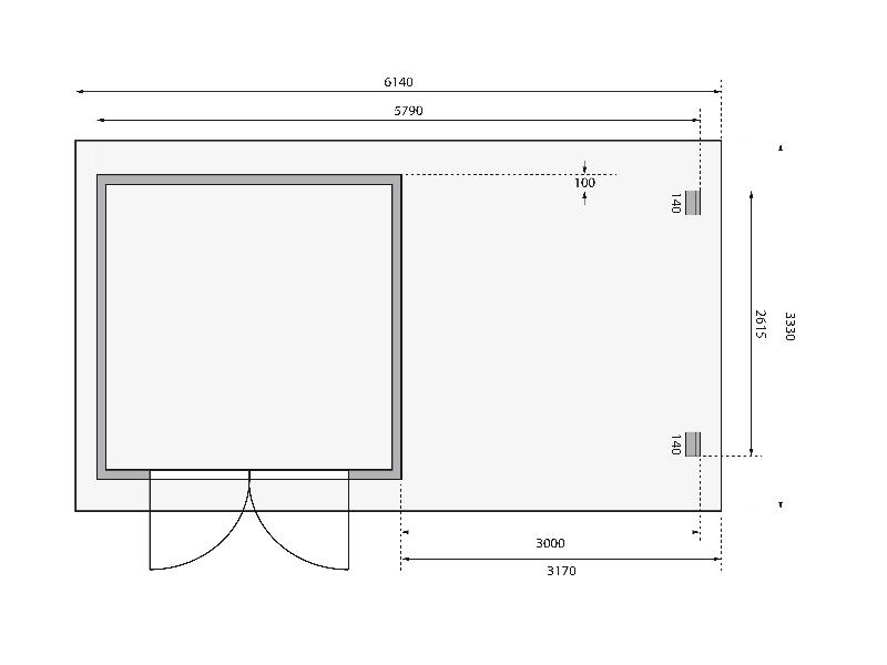 Karibu Gartenhaus Bastrup 5 mit Anbaudach 3 Meter sowie Seiten- und Rückwand