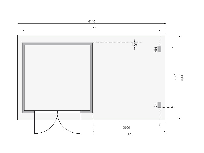 Karibu Gartenhaus Bastrup 5 mit Anbaudach 3 Meter inkl. Rückwand
