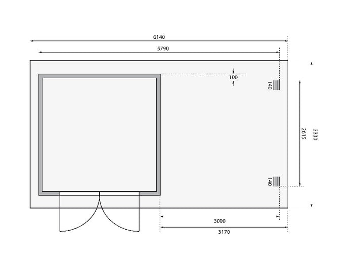 Karibu Gartenhaus Bastrup 5 mit Anbaudach 3 Meter inkl. Rückwand