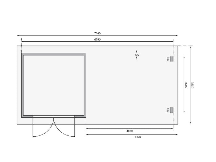 Karibu Gartenhaus Bastrup 5 mit Anbaudach 4 Meter inkl. Rückwand