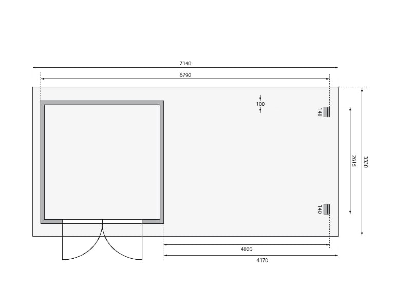 Karibu Gartenhaus Bastrup 5 mit Anbaudach 4 Meter inkl. Rückwand