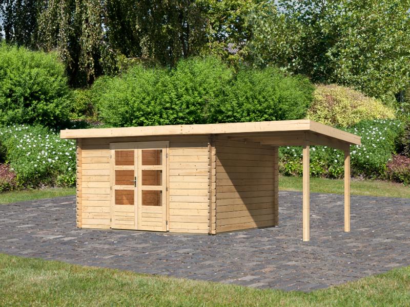 Karibu Gartenhaus Bastrup 7 mit Anbaudach 2 Meter
