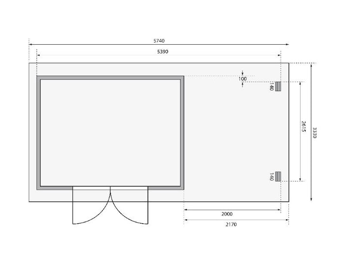 Karibu Gartenhaus Bastrup 7 mit Anbaudach 2 Meter