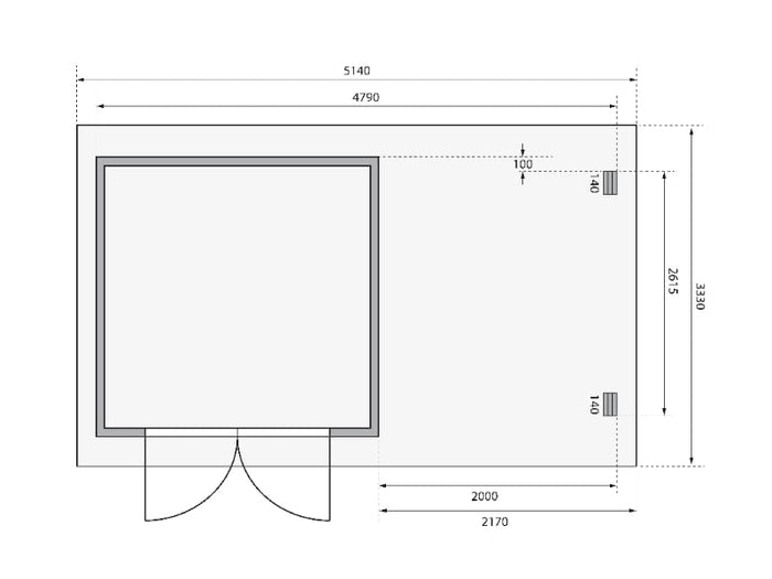 Karibu Gartenhaus Bastrup 7 mit Anbaudach 2 Meter inkl. Rückwand