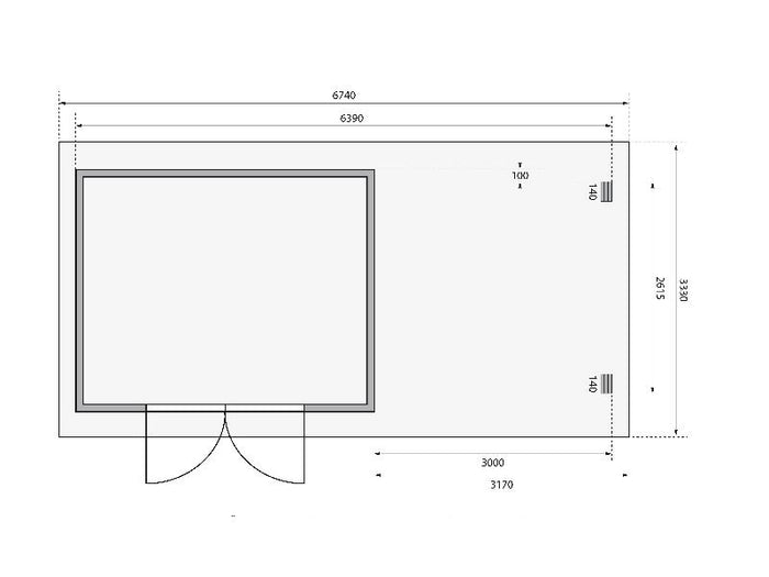 Karibu Gartenhaus Bastrup 7 mit Anbaudach 3 Meter