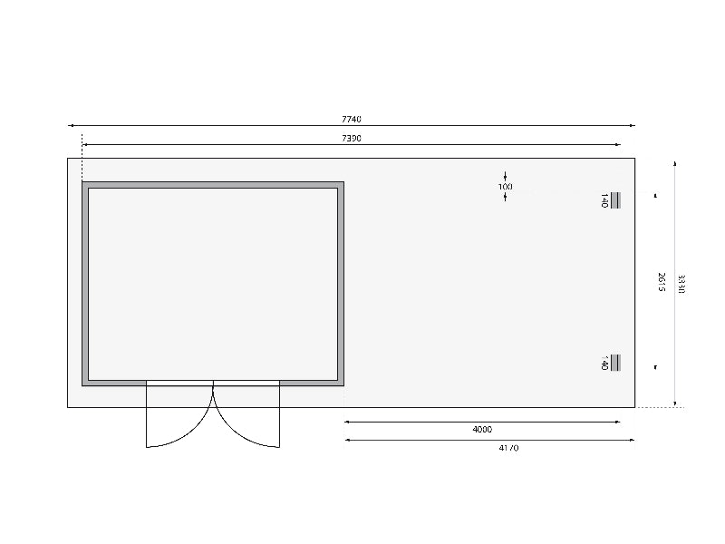 Karibu Gartenhaus Bastrup 7 mit Anbaudach 4 Meter inkl. Rückwand