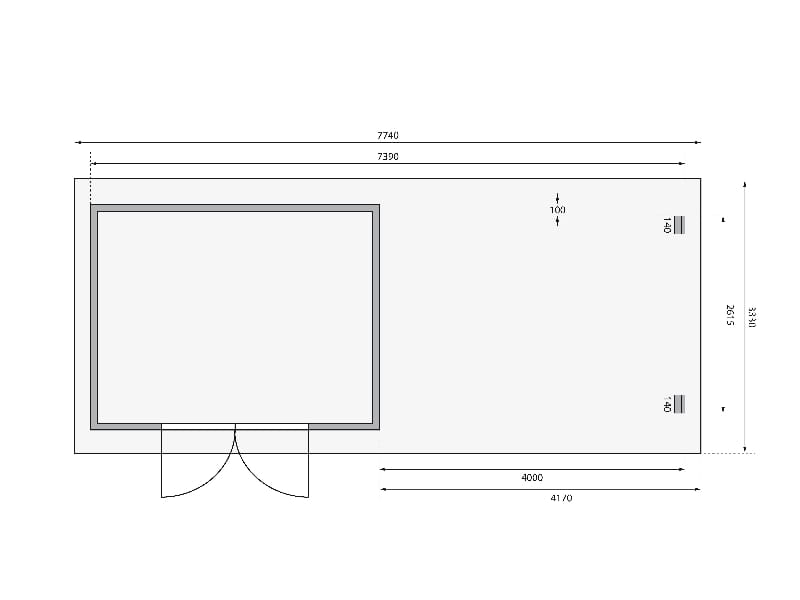 Karibu Gartenhaus Bastrup 7 mit Anbaudach 4 Meter inkl. Rück- und Seitenwand