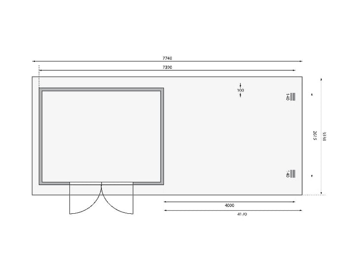 Karibu Gartenhaus Bastrup 7 mit Anbaudach 4 Meter inkl. Rück- und Seitenwand