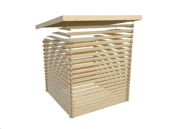 Karibu Gartenhaus Bastrup 8 mit Anbaudach 2 Meter naturbelassen