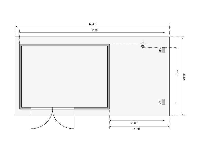 Karibu Gartenhaus Bastrup 8 mit Anbaudach 2 Meter naturbelassen