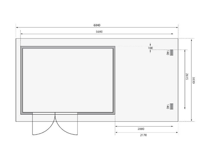 Karibu Gartenhaus Bastrup 8 mit Anbaudach 2 Meter naturbelassen