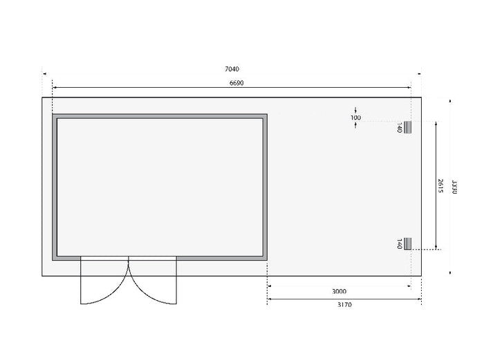 Karibu Gartenhaus Bastrup 8 mit Anbaudach 3 Meter inkl. Rückwand natur
