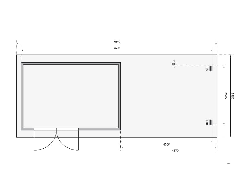 Karibu Gartenhaus Bastrup 8 mit Anbaudach 4 Meter inkl. Rückwand