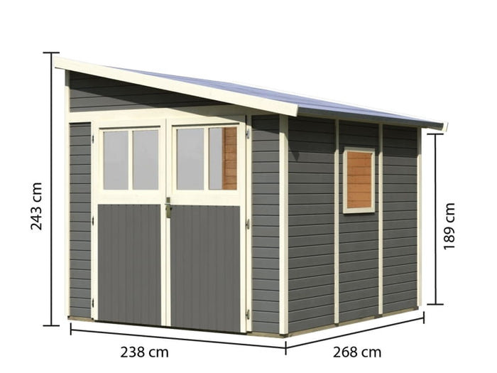 Karibu Gartenhaus Bomlitz 3 terragrau 19 mm