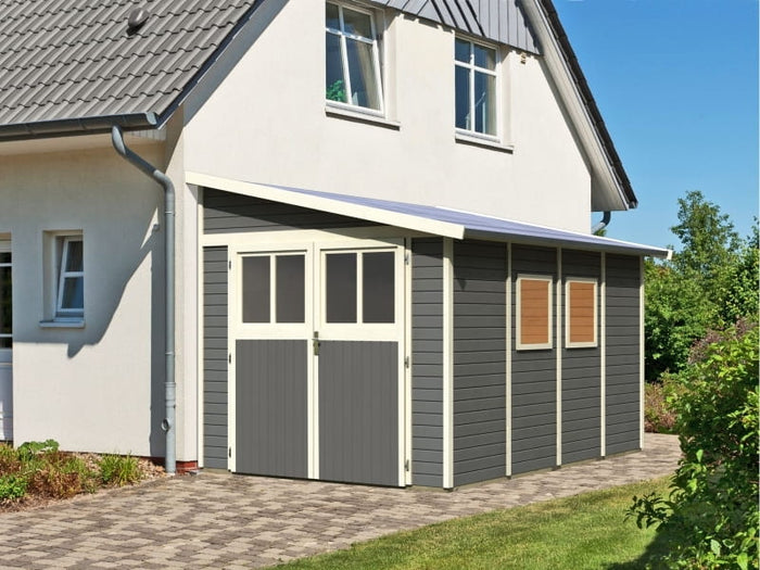 Karibu Gartenhaus Bomlitz 4 terragrau 19 mm