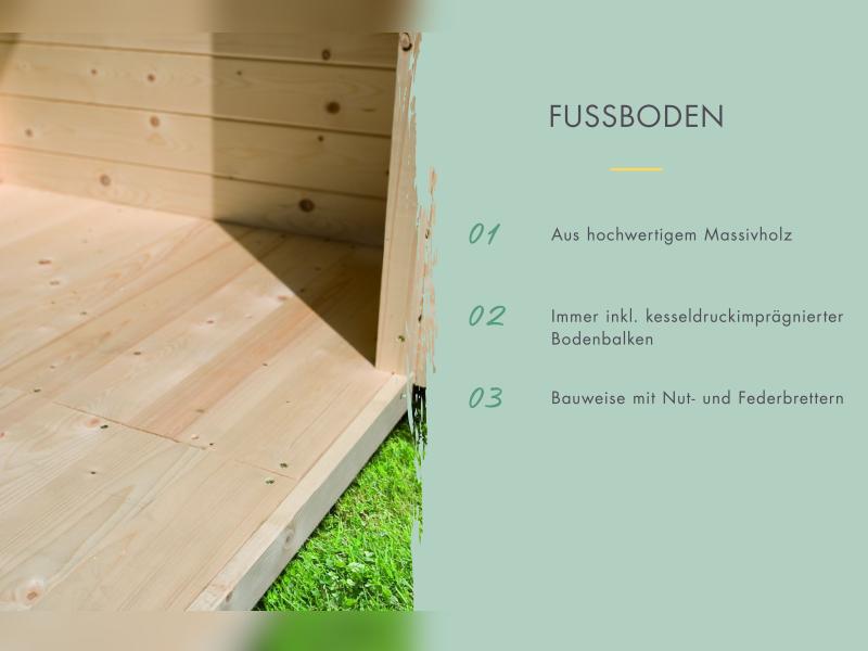 Karibu Gartenhaus Chione, natur 38 mm, inkl. überdachter Terrasse