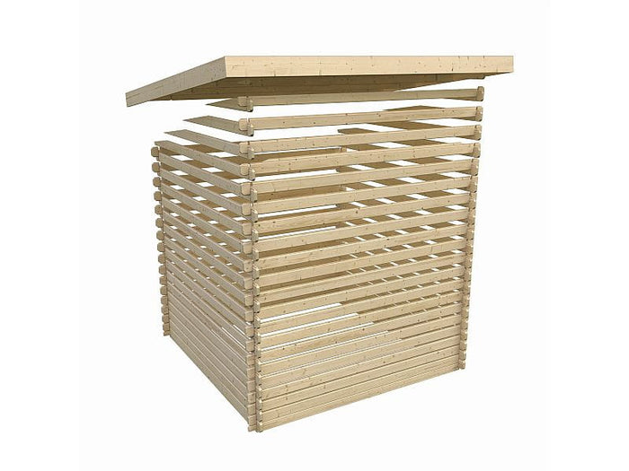 Karibu Gartenhaus Flora 3 natur, inkl. selbstklebende Dachbahn, Vlies und Wurzelschutzfolie (für Dac