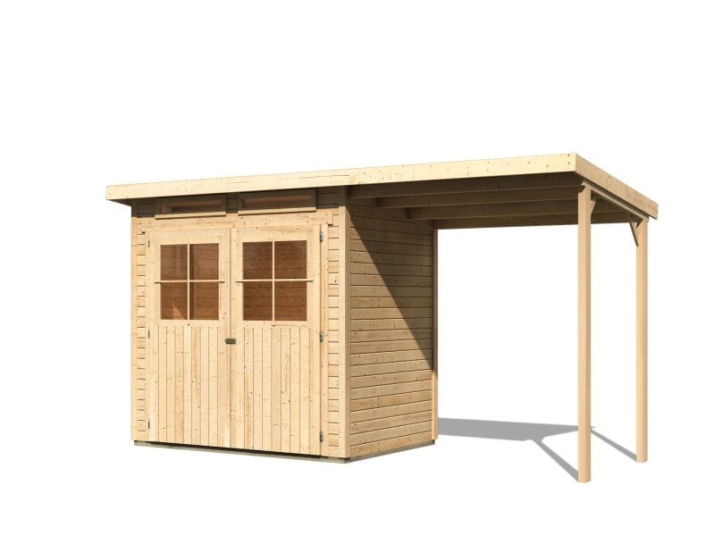 Karibu Gartenhaus Glücksburg 2 inkl. Anbaudach