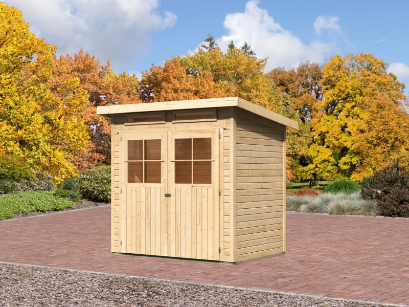 Karibu Gartenhaus Glücksburg 2 natur 19 mm