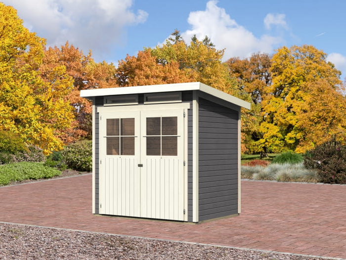 Karibu Gartenhaus Glücksburg 2 terragrau 19 mm