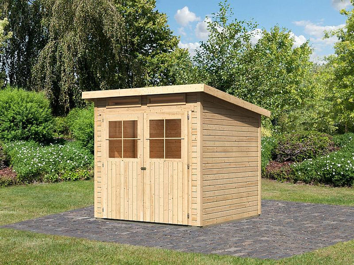 Karibu Gartenhaus Glücksburg 3 natur 19 mm