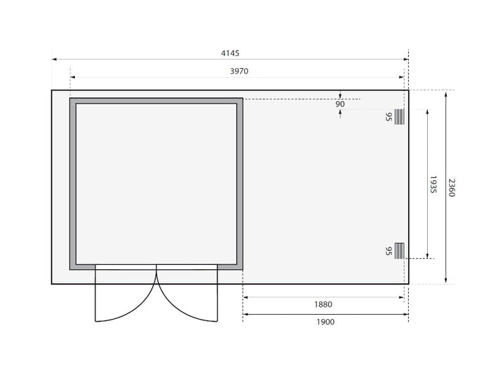 Karibu Gartenhaus Glücksburg 3 terragrau Sparset mit Schleppdach 19 mm