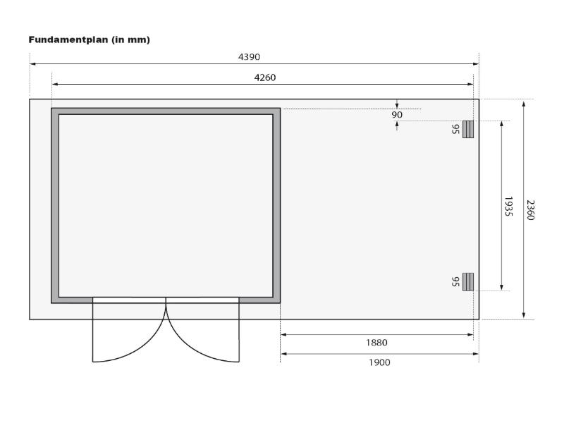 Karibu Gartenhaus Glücksburg 4 in terragrau mit Anbaudach 1,90 Meter
